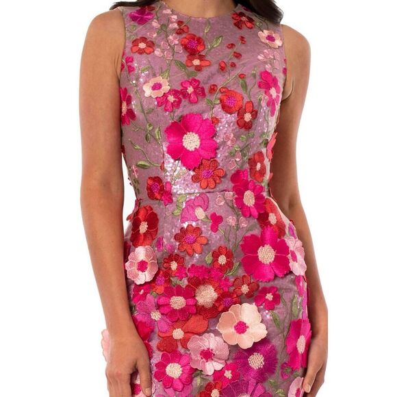 HELSI Dresses & Skirts - HELSI Miranda 3D Floral Sequin Mini Dress -Fuchsia Cocktail Party Size XS NWT